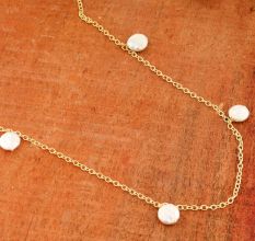 Mother of Pearl necklace for women, Brass with 22k gold plated jewelry, Handmade jewelry